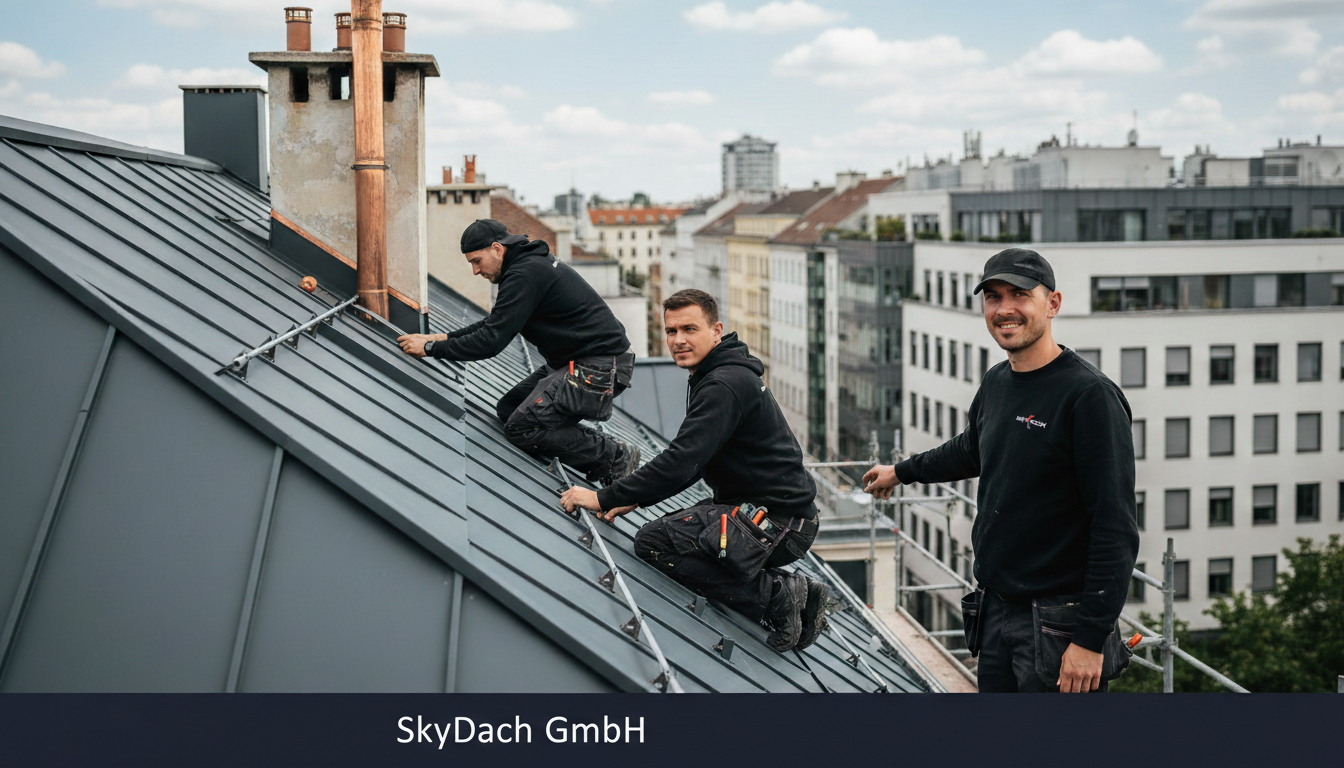 SkyDach Team bei Spenglerarbeiten in Wien